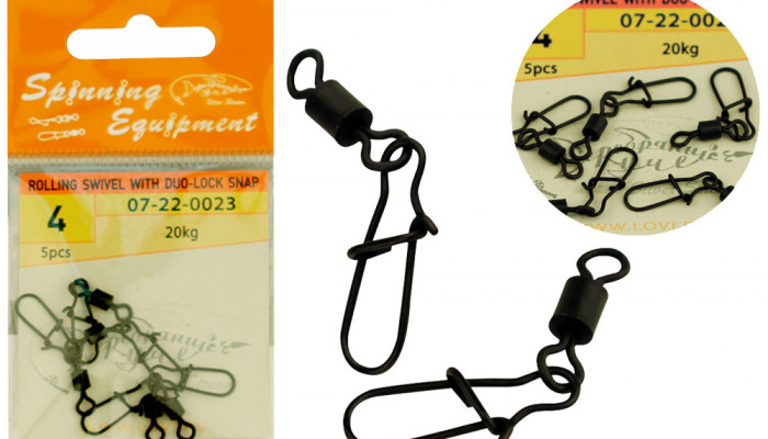 Rolling Swivel with Duo-lock Snap 5X5 Black